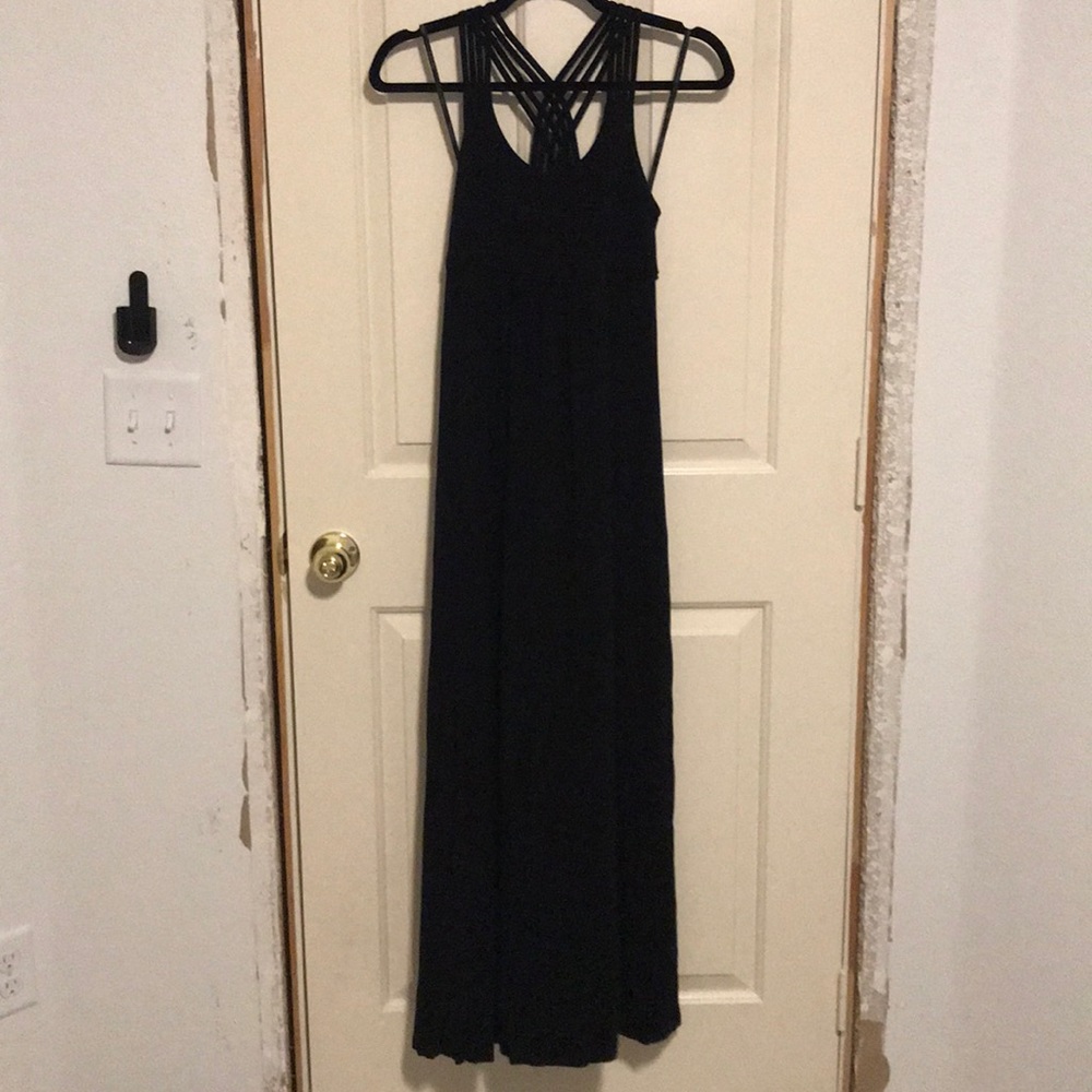 Solid black maxi dress